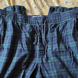 Green and black plaid pj pants